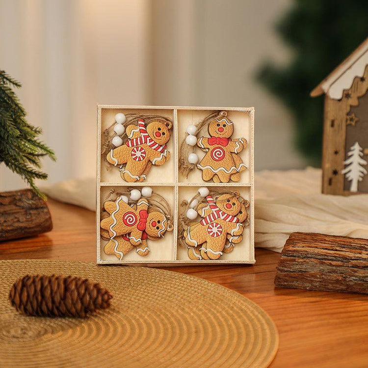 3 boxe style a set New Christmas Decorations, Small Wooden Pendants, Christmas Tree Decorations, 12 Wooden Box Packaging Pendants - Magdasmall