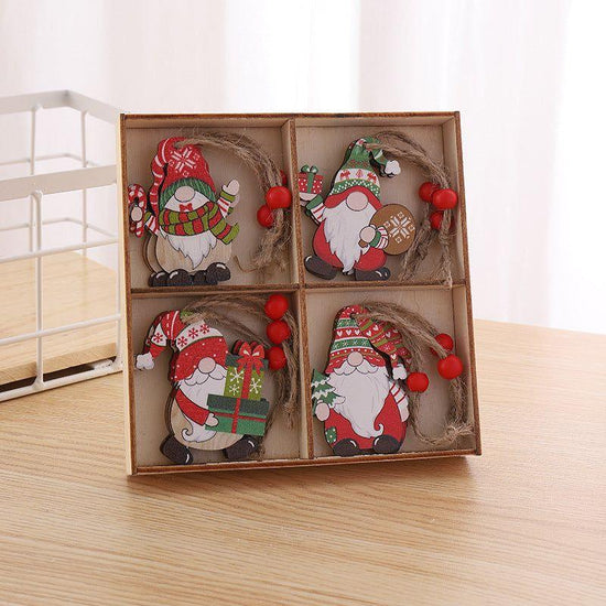 3 boxe style a set New Christmas Decorations, Small Wooden Pendants, Christmas Tree Decorations, 12 Wooden Box Packaging Pendants - Magdasmall