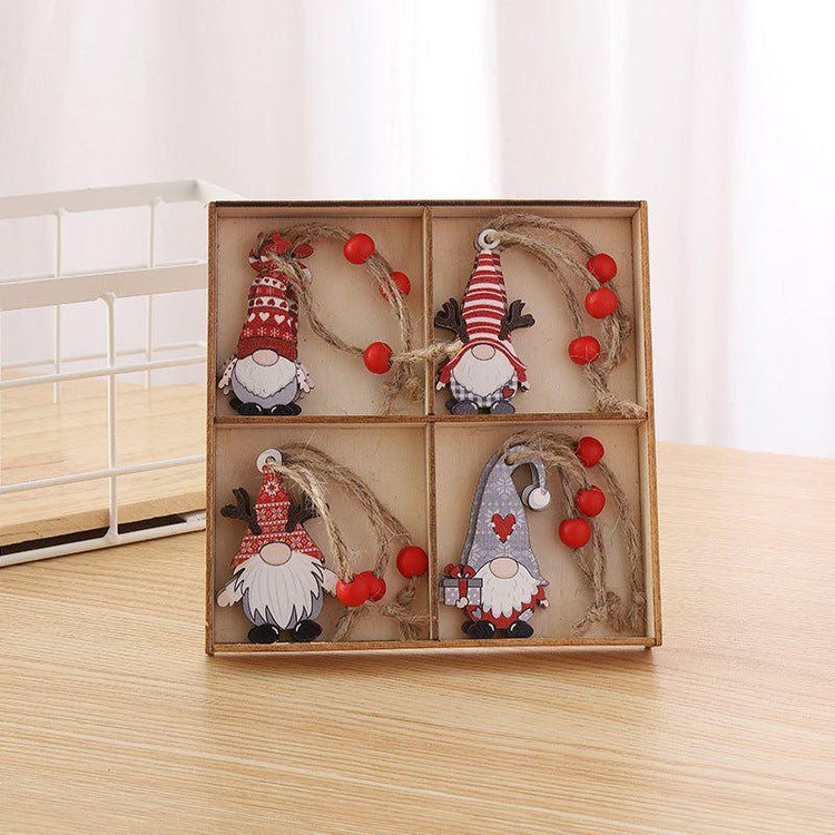 3 boxe style a set New Christmas Decorations, Small Wooden Pendants, Christmas Tree Decorations, 12 Wooden Box Packaging Pendants - Magdasmall