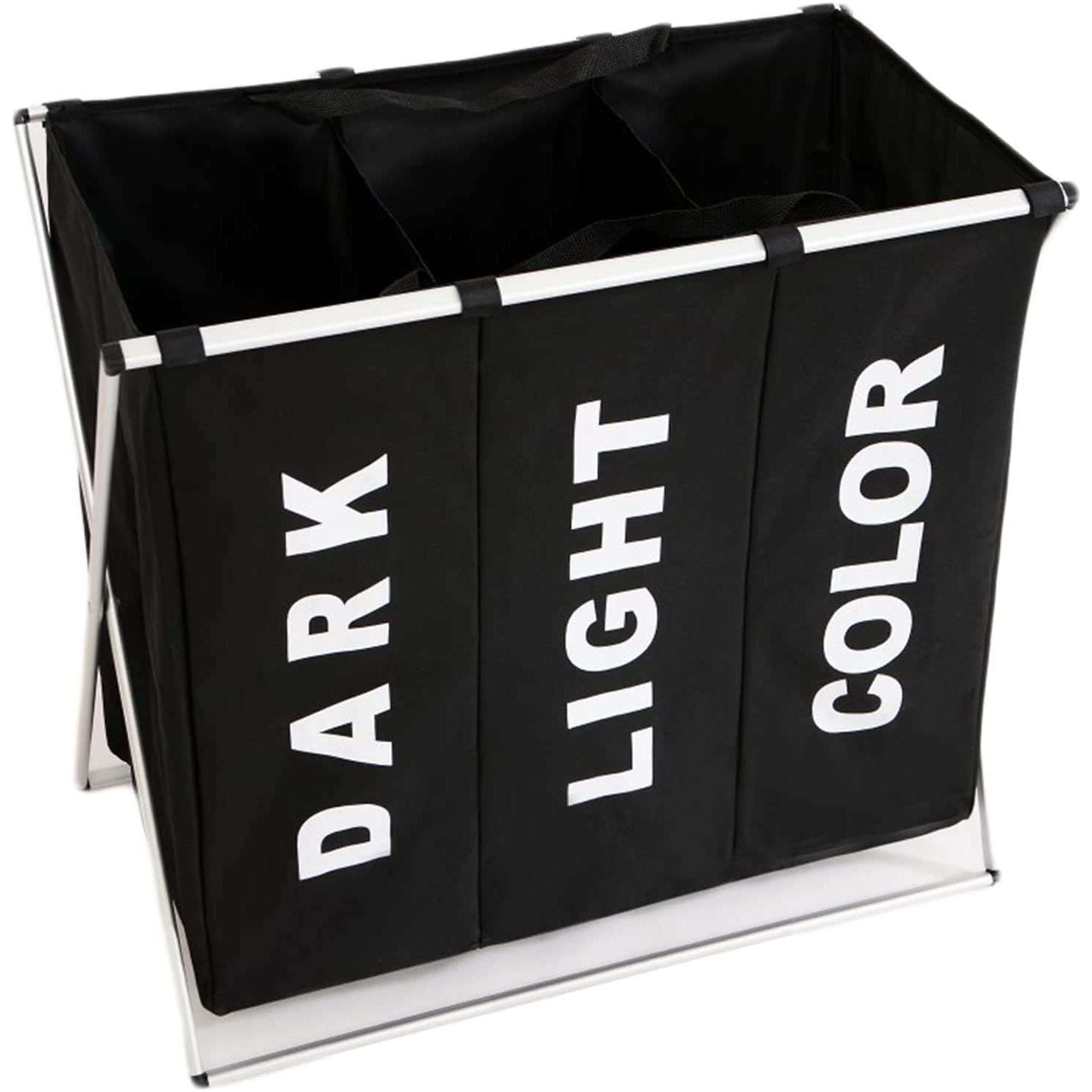 3 in 1 Large 135L Laundry Clothes Hamper Basket with Waterproof bags and Aluminum Frame (Black) - Magdasmall
