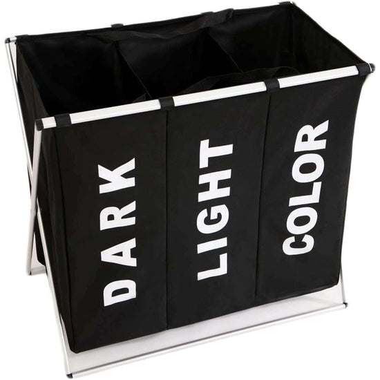 3 in 1 Large 135L Laundry Clothes Hamper Basket with Waterproof bags and Aluminum Frame (Black) - Magdasmall