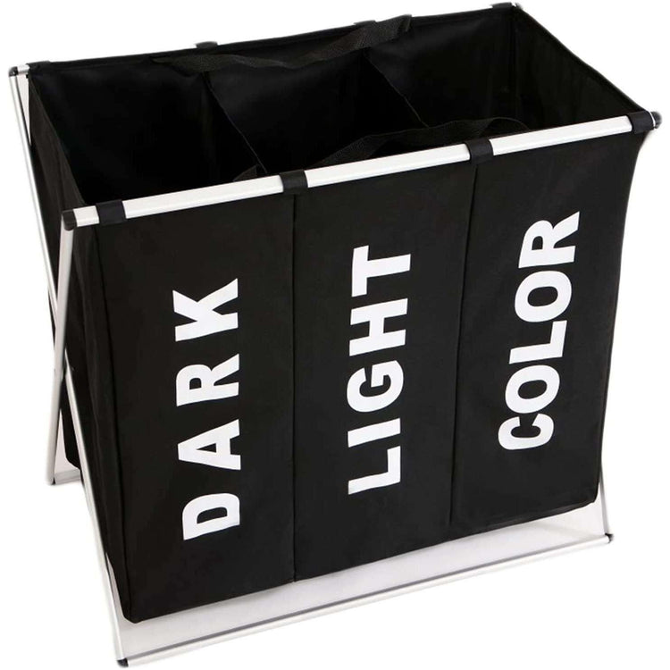3 in 1 Large 135L Laundry Clothes Hamper Basket with Waterproof bags and Aluminum Frame (Black) - Magdasmall