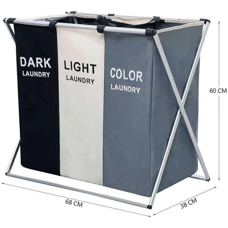 3 in 1 Large 135L Laundry Clothes Hamper Basket with Waterproof bags and Aluminum Frame (Multi) - Magdasmall