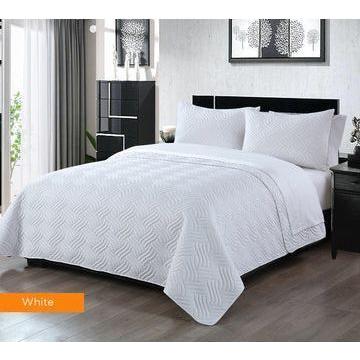 3 piece embossed comforter set king white - Magdasmall