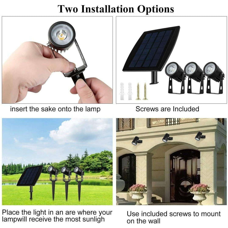 3 x LED Spotlights Powered Solar Garden Lights Outdoor Waterproof (Warm White) - Magdasmall
