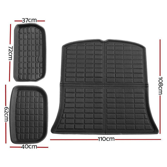 Tesla Model Y 2021-2024 Rear Well Front Cargo Trunk Toolbox Boot Liner Floor Mat