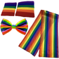 3pcs Set LGBT Rainbow Stripe Tie + Scarf + Wristbands Gay Pride Lesbian Party - Magdasmall