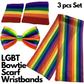 3pcs Set LGBT Rainbow Stripe Tie + Scarf + Wristbands Gay Pride Lesbian Party - Magdasmall
