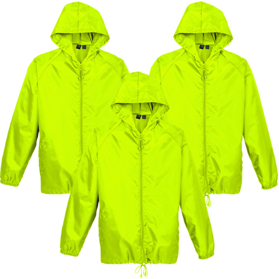 3x Youth Spray Jacket Outdoor Casual Hike Rain Sport Waterproof - Fluoro Lime