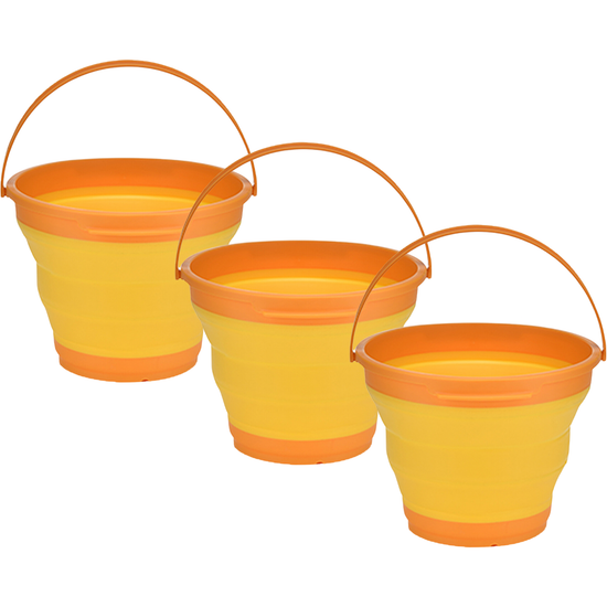 3x 7L Foldable Collapsible Silicone Bucket for Hiking/Camping/Fishing - Orange - Magdasmall