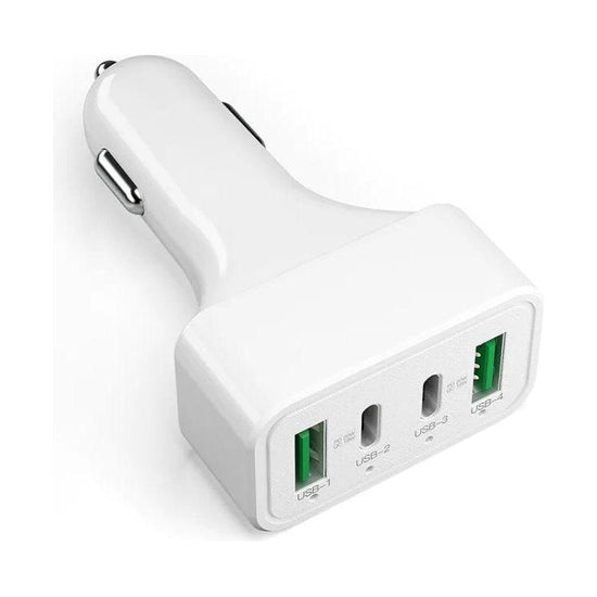4-Port Car Charger (2 Ports PD + 2 Ports QC3.0 ) White - Magdasmall
