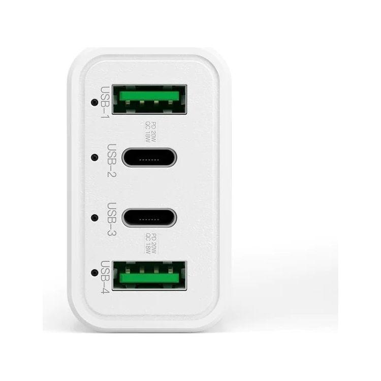 4-Port Car Charger (2 Ports PD + 2 Ports QC3.0 ) White - Magdasmall
