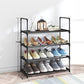 4-Tier Stainless Steel Shoe Rack Storage Organizer to Hold up to 15 Pairs of Shoes (55cm, Black) - Magdasmall