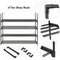 4-Tier Stainless Steel Shoe Rack Storage Organizer to Hold up to 15 Pairs of Shoes (55cm, Black) - Magdasmall