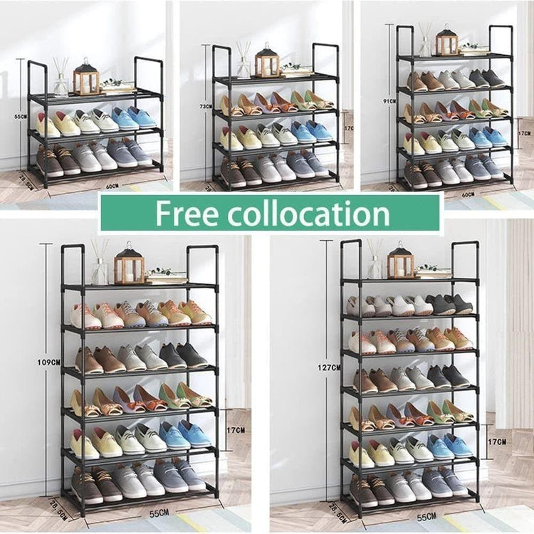 4-Tier Stainless Steel Shoe Rack Storage Organizer to Hold up to 15 Pairs of Shoes (55cm, Black) - Magdasmall