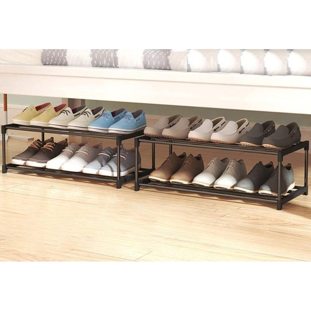 4-Tier Stainless Steel Shoe Rack Storage Organizer to Hold up to 15 Pairs of Shoes (55cm, Black) - Magdasmall