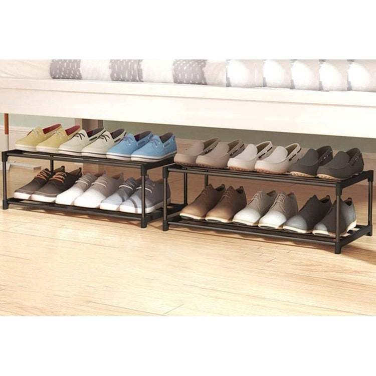 4-Tier Stainless Steel Shoe Rack Storage Organizer to Hold up to 15 Pairs of Shoes (55cm, Black) - Magdasmall
