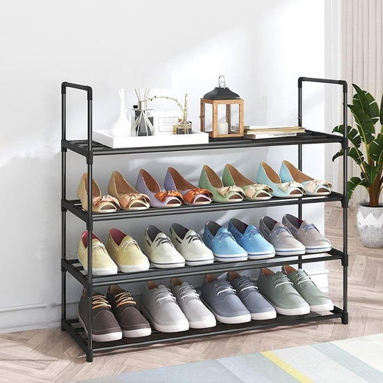 4-Tier Stainless Steel Shoe Rack Storage Organizer to Hold up to 20 Pairs of Shoes (80cm, Black) - Magdasmall