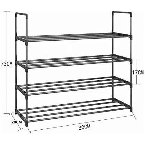 4-Tier Stainless Steel Shoe Rack Storage Organizer to Hold up to 20 Pairs of Shoes (80cm, Black) - Magdasmall