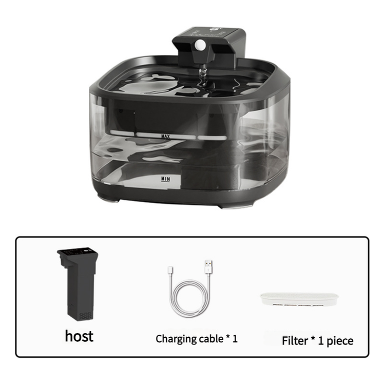 4.5L Smart Pet Water Fountain with Digital Display and Charging Cable – Black Design - Magdasmall
