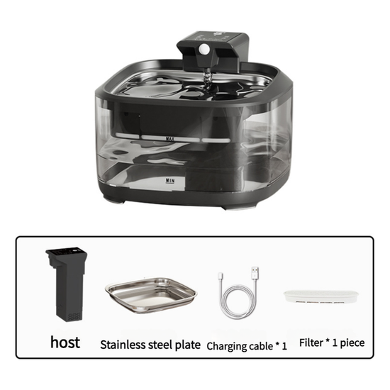 4.5L Upgraded Smart Pet Water Fountain with Stainless Steel Plate and Charging Cable – Black Design - Magdasmall