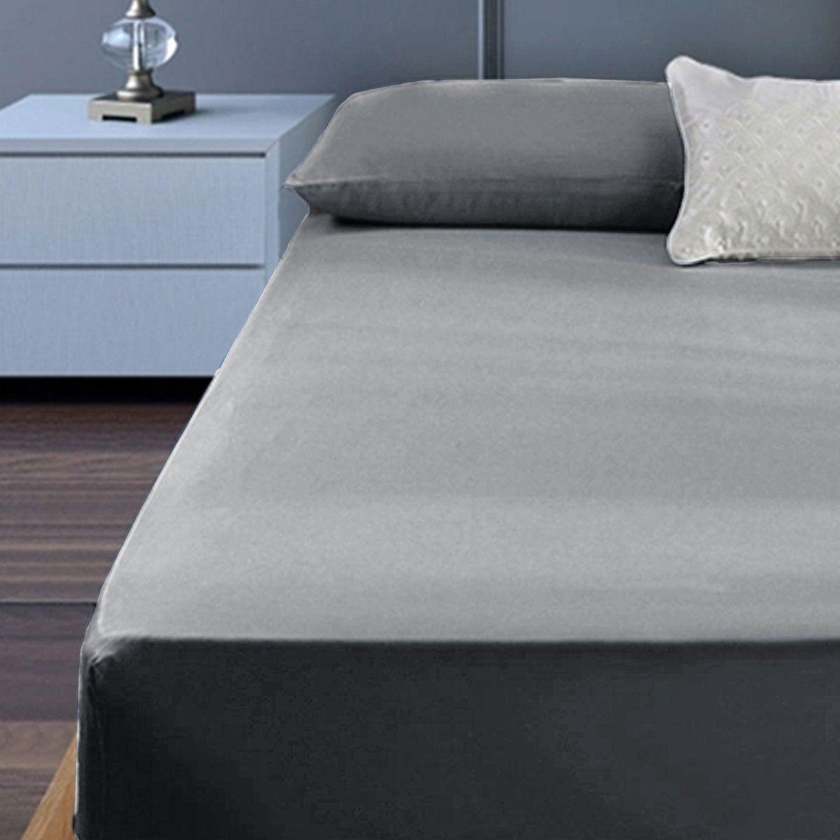 400TC Cotton Percale King Single Combo Set 50cm Wall Grey - Magdasmall