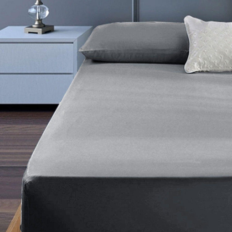 400TC Cotton Percale King Single Combo Set 50cm Wall Grey - Magdasmall