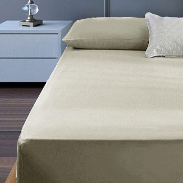 400TC Cotton Percale King Single Combo Set 50cm Wall Taupe - Magdasmall
