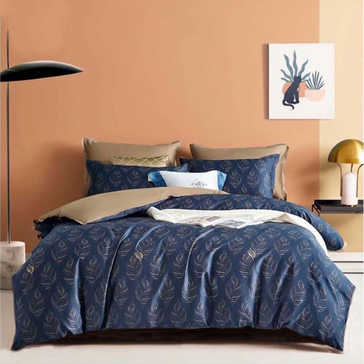 400TC Cotton Sateen Quilt Cover Set Foliole Queen - Magdasmall