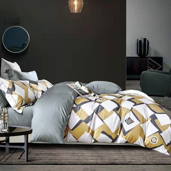 400TC Cotton Sateen Quilt Cover Set Modern Art Queen - Magdasmall