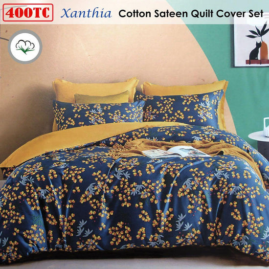 400TC Cotton Sateen Quilt Cover Set Xanthia King - Magdasmall