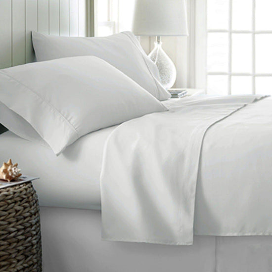 400TC Cotton Sateen Sheet Set King - White - Magdasmall