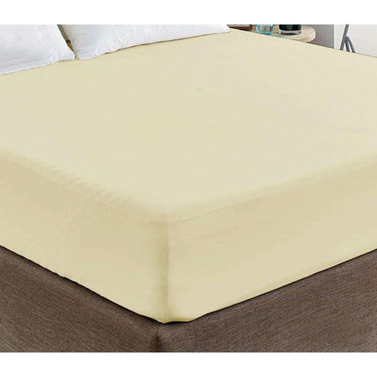 400TC Cream 100% Cotton Sateen Fitted Sheet King - Magdasmall