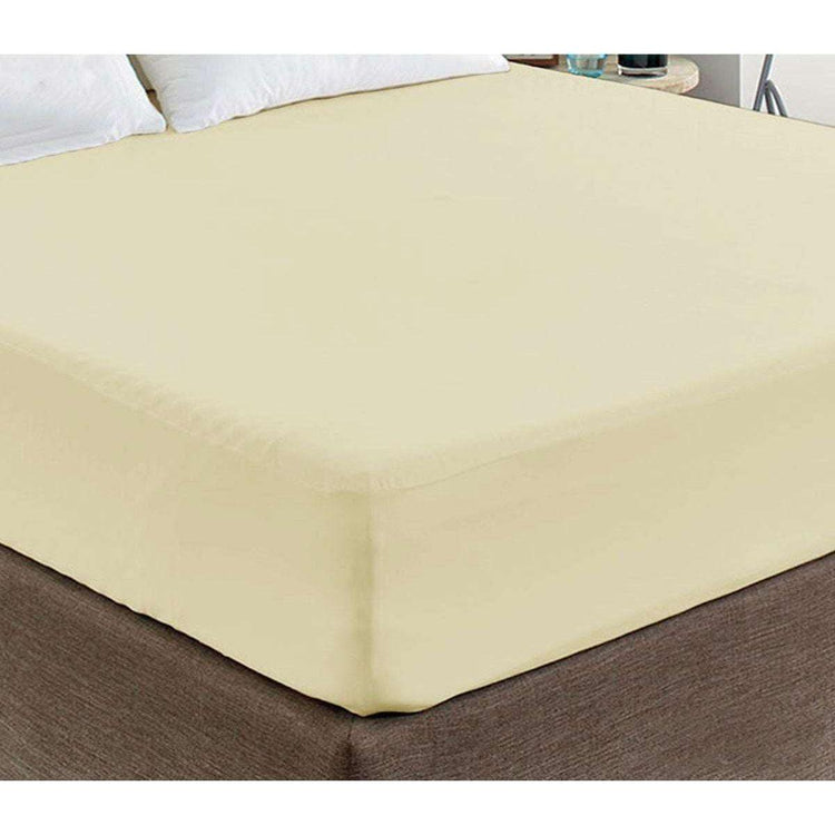 400TC Cream 100% Cotton Sateen Fitted Sheet King - Magdasmall