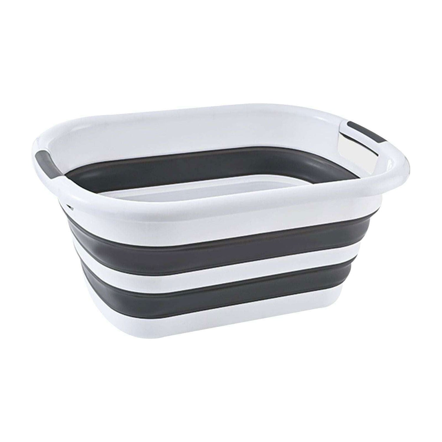 40L Collapsible Laundry Basket Washing Clothes w/Handles Bin Foldable - Grey/White - Magdasmall