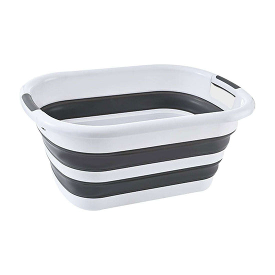 40L Collapsible Laundry Basket Washing Clothes w/Handles Bin Foldable - Grey/White - Magdasmall