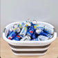 40L Collapsible Laundry Basket Washing Clothes w/Handles Bin Foldable - Grey/White - Magdasmall