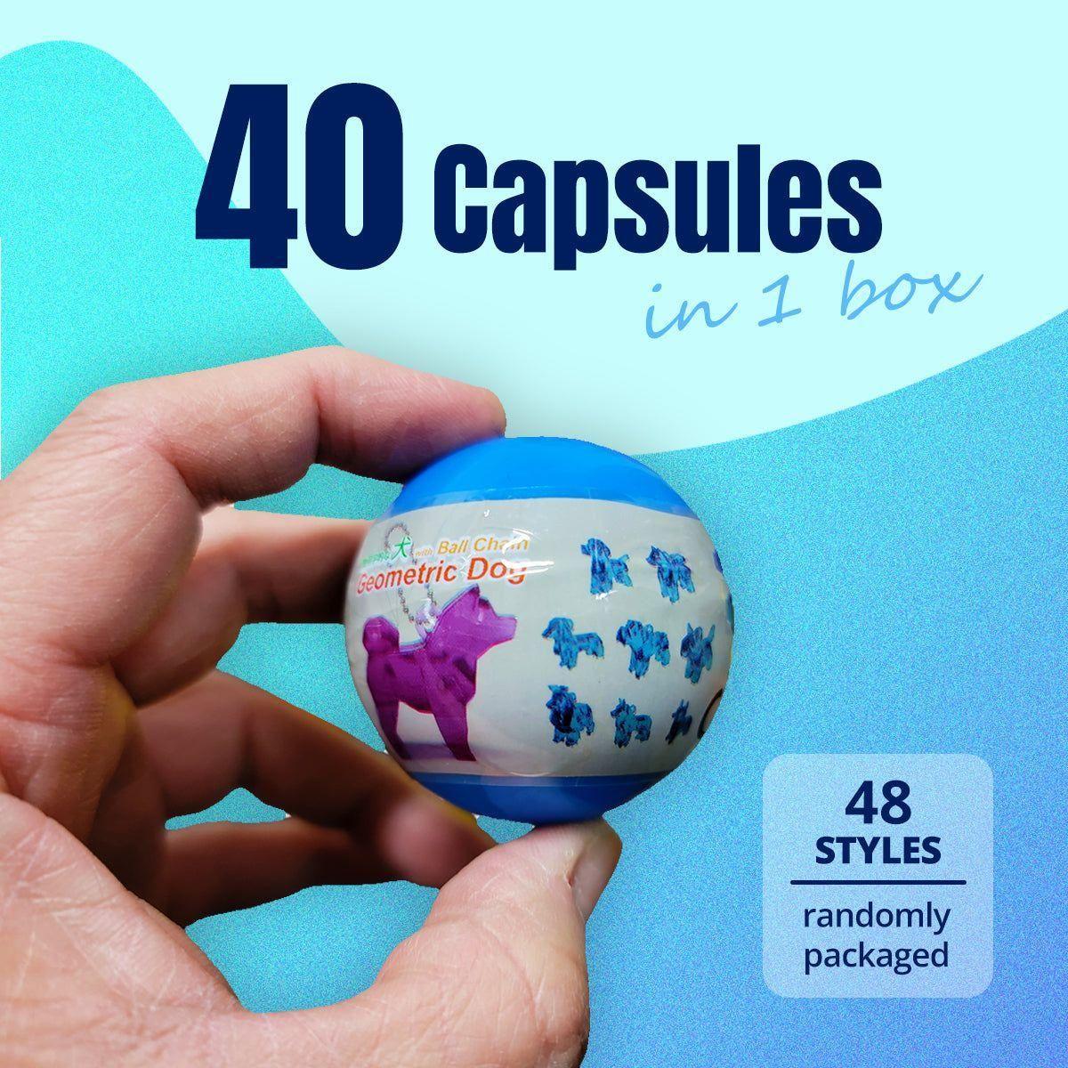 40X Geometric Translucent Dog Toy Capsules 50mm Collectible Gacha in Display Box - Magdasmall