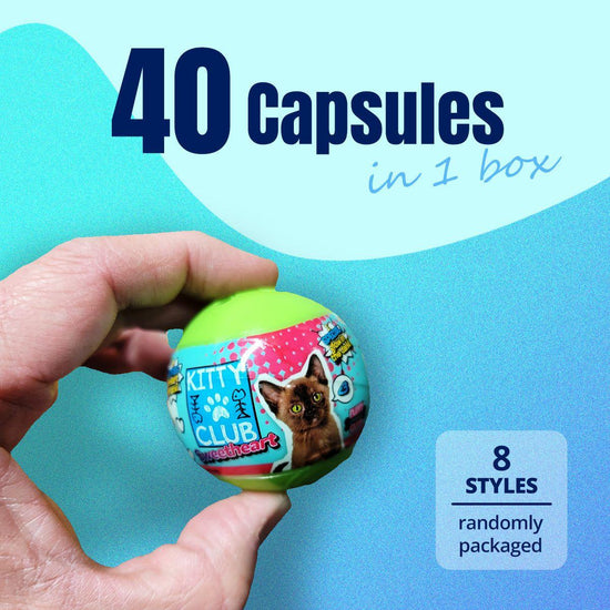 40X Kitty Club Sweet Heart Cat Toy Capsules 50mm Collectible Gacha w Display Box - Magdasmall