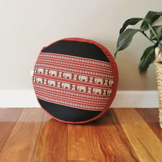40cm Round Meditation Cushion Zafu Ottoman Pouf Kapok Filled RedEle - Magdasmall