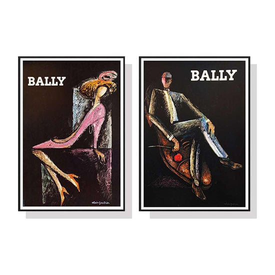 40cmx60cm Bally Man &amp; Woman 2 Sets Black Frame Canvas Wall Art