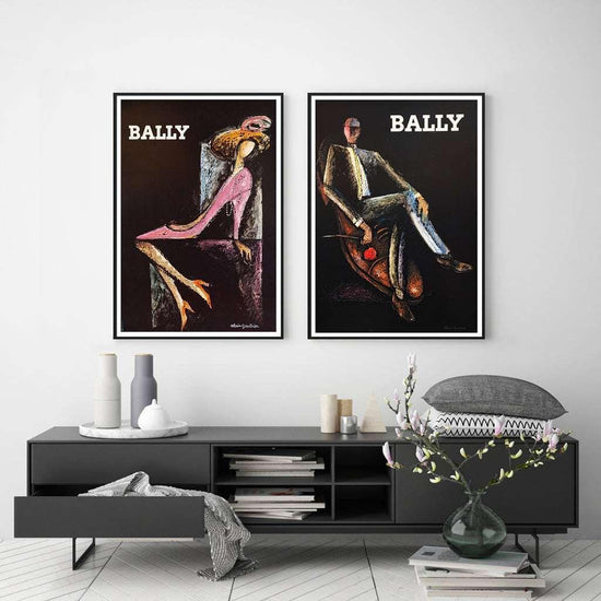 40cmx60cm Bally Man &amp; Woman 2 Sets Black Frame Canvas Wall Art