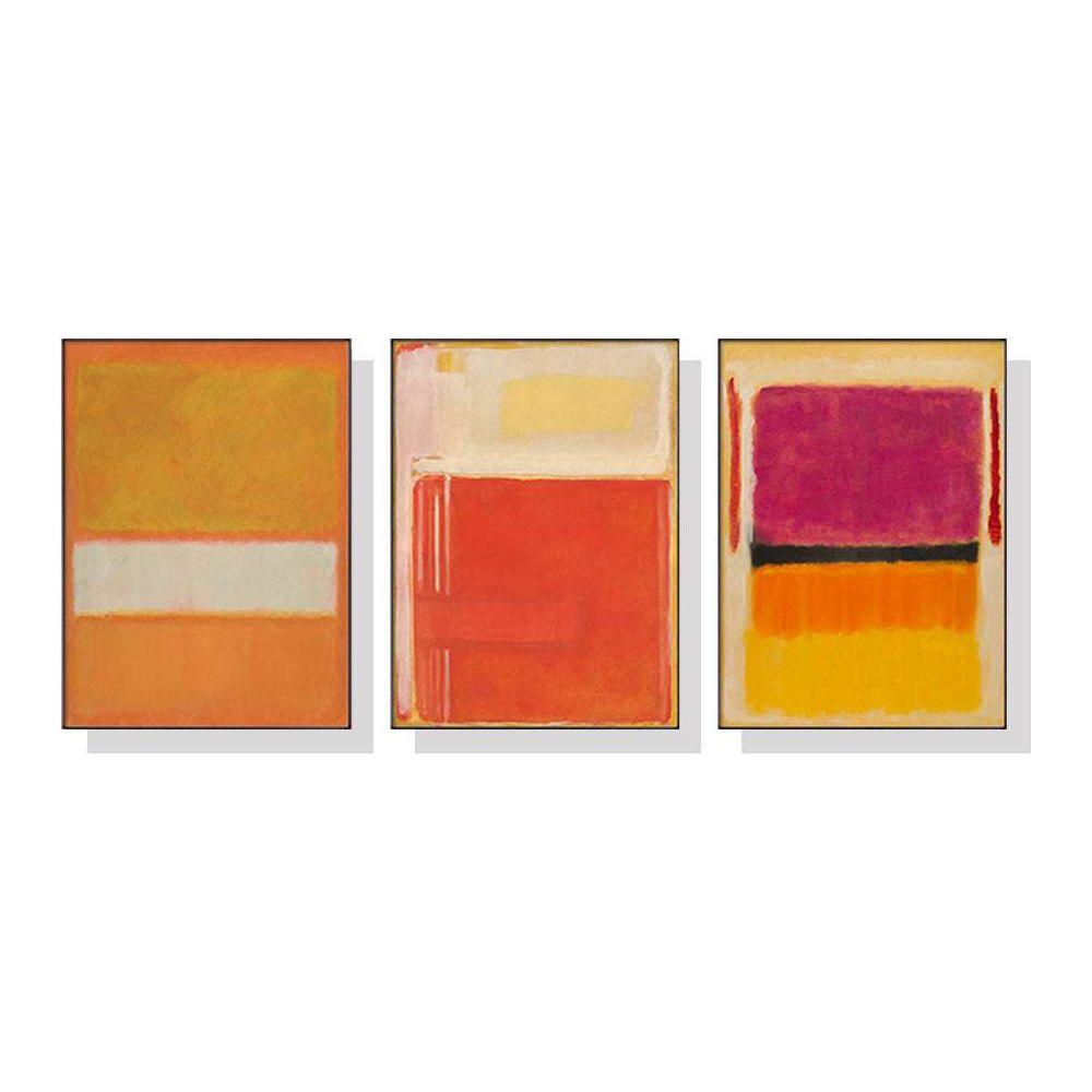 40cmx60cm Colourful 3 Sets By Mark Rothko Black Frame Canvas Wall Art - Magdasmall