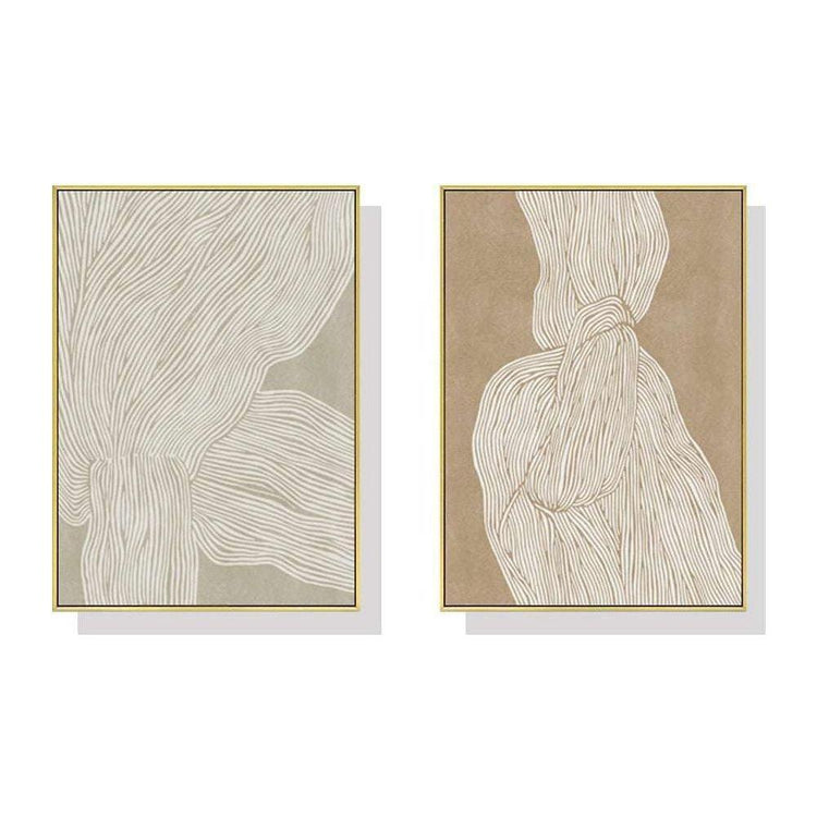 40cmx60cm Abstract Line 2 Sets Gold Frame Canvas Wall Art - Magdasmall