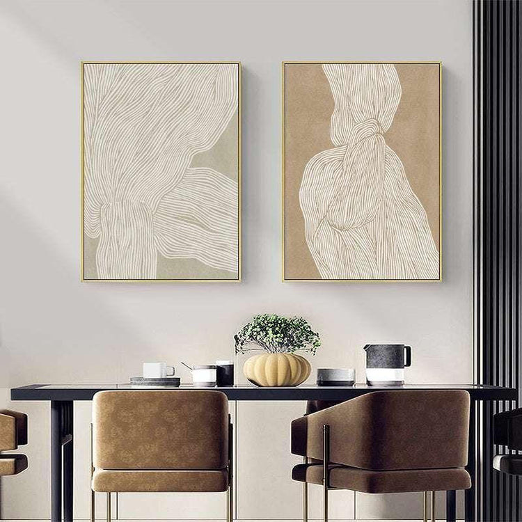 40cmx60cm Abstract Line 2 Sets Gold Frame Canvas Wall Art - Magdasmall