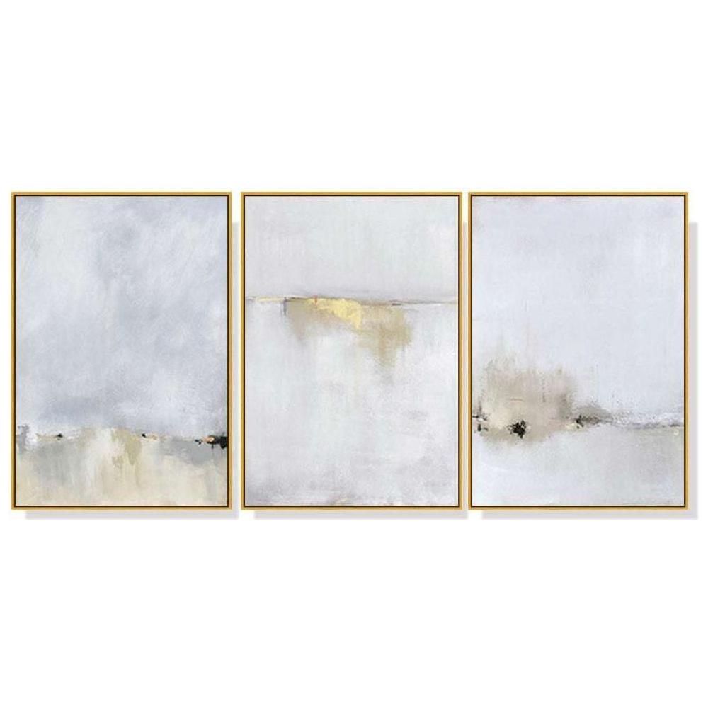 40cmx60cm Abstract golden white 3 Sets Gold Frame Canvas Wall Art - Magdasmall