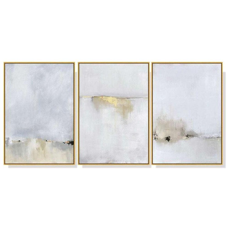 40cmx60cm Abstract golden white 3 Sets Gold Frame Canvas Wall Art - Magdasmall