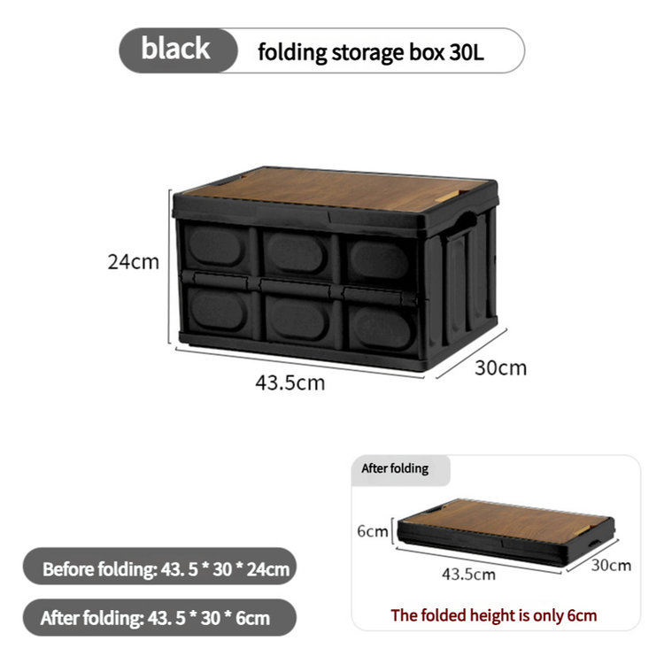 43.5*30*24 cm Collapsible Black Outdoor Storage Box | Large Capacity, Foldable to 6cm, Durable Design - Magdasmall