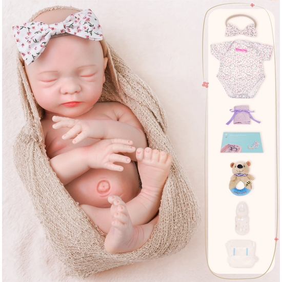 43cm/18&quot; 3.2Kg Painted Lifelike Reborn Baby Dolls Real Soft Full Silicone Body Washable