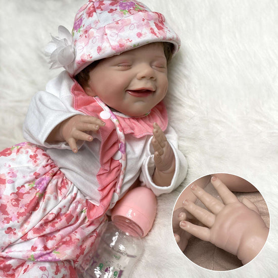 48cm/20 Inch Reborn Baby doll-Vinyl-Cloth body, Handmade With Pink Floral Dress Suit